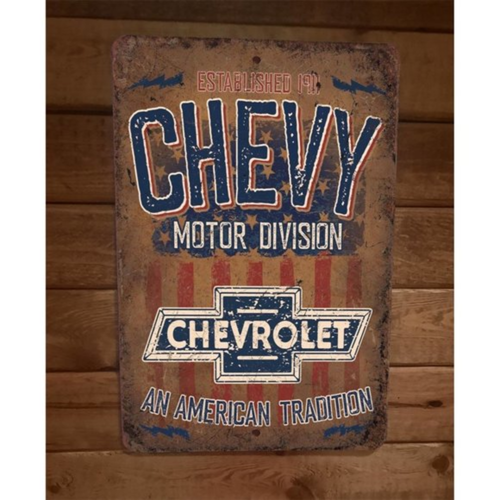 Motor Division Chevrolet Chevy 8x12 Metal Wall Garage Sign Poster